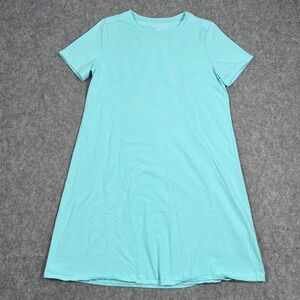 Eileen Fisher Aqua Blue Organic Cotton T-Shirt Mini Dress Women's Size Medium